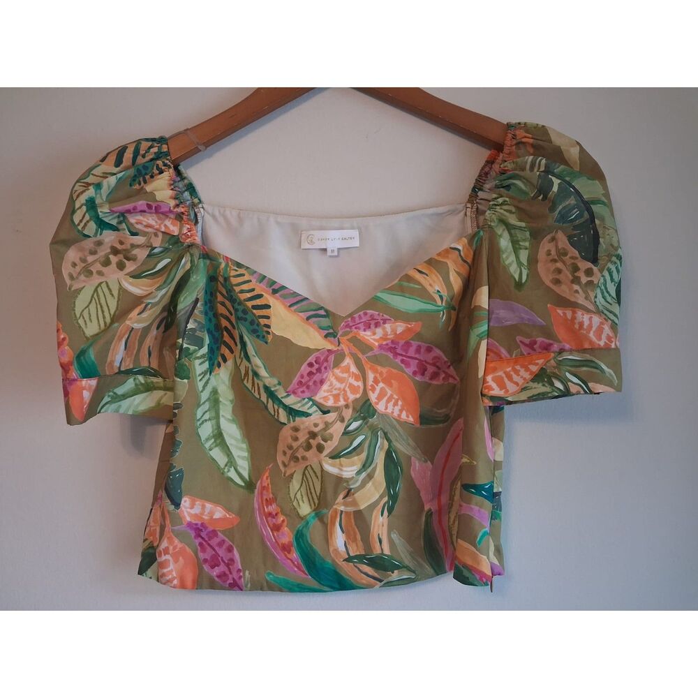 Anthropologie Corey Lynn Calter Dina Top Tropical Leaf Print Medium